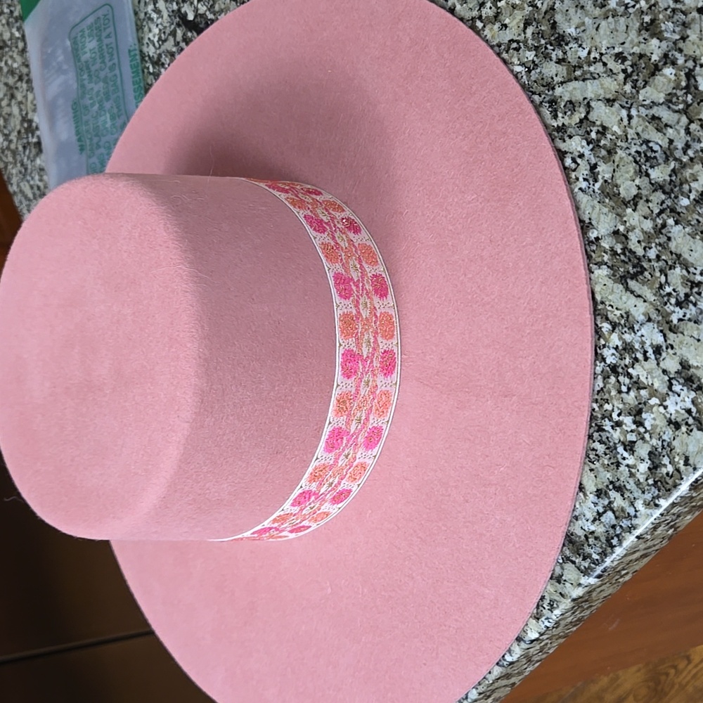 Lack Of Color Pink Hat with Patterned Band, Size Large